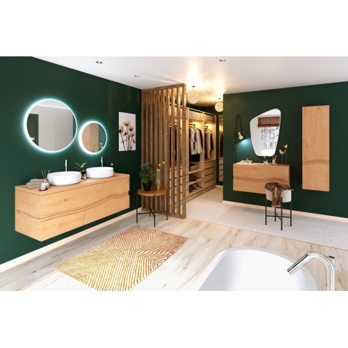 Meuble salle de bain SHERWOOD Chêne massif Naturel 140 cm Sherwood_Rendu_Global-Web v2