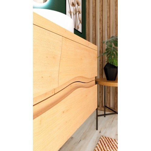 Meuble salle de bain SHERWOOD Chêne massif Naturel 140 cm Sherwood_Zoom_Poignee_Web