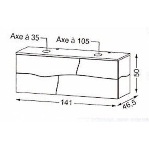 Meuble salle de bain SHERWOOD Chêne massif Naturel 140 cm SHERWOOD 140 schéma