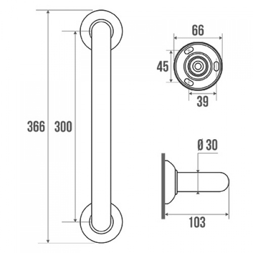 Barre d'appui droite 300 mm* Schéma 049130 Barre d'appui droite 300 mm* Schéma 049130