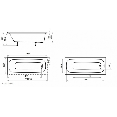 Pack Baignoire POP 170x75 avec tablier façade POP 170x75 Pack Baignoire POP 170x75 avec tablier façade POP 170x75