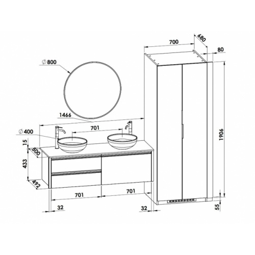 Meuble de salle de bain sur-mesure EXTENSO Amande Mat Extenso Amb 97 Meuble de salle de bain sur-mesure EXTENSO Amande Mat Extenso Amb 97