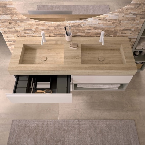 Meuble de salle de bain sur-mesure EXTENSO avec rangement et coiffeuse EXTENSO AMB94 HD Meuble de salle de bain sur-mesure EXTENSO avec rangement et coiffeuse EXTENSO AMB94 HD