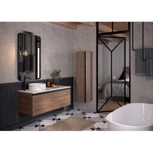Meuble de salle de bain TOSCANE Noyer Tabac et Marbre Carrare TOS AMB02 HD-a Meuble de salle de bain TOSCANE Noyer Tabac et Marbre Carrare TOS AMB02 HD-a