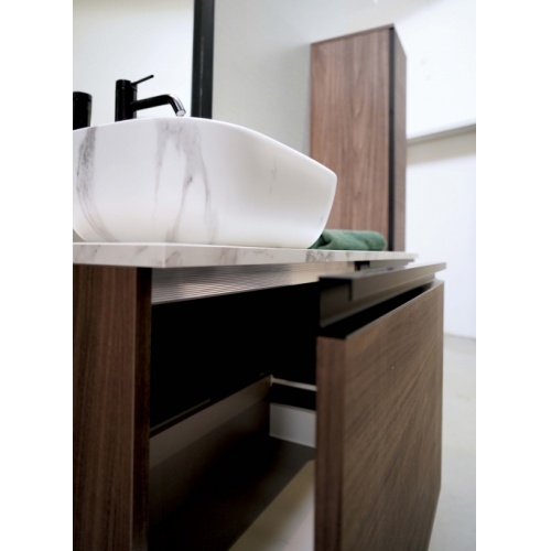 Meuble de salle de bain TOSCANE Noyer Tabac et Marbre Carrare TOS AMB05 HD Meuble de salle de bain TOSCANE Noyer Tabac et Marbre Carrare TOS AMB05 HD