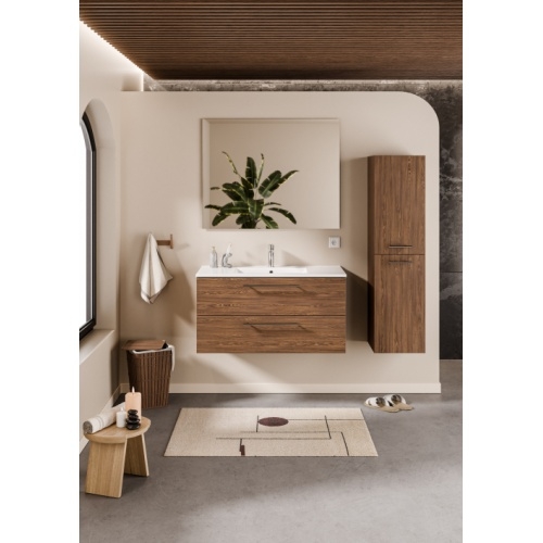 Meuble NEPTUNE Héritage Chêne 100cm -Vasque Centrée - Miroir Slim**