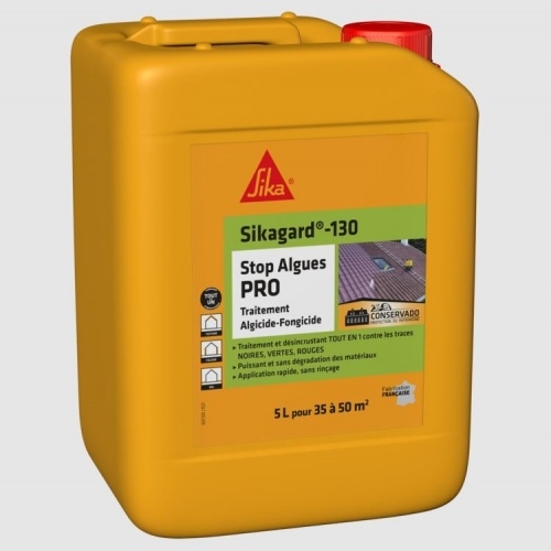 Stop Algues Pro Sikagard-130 algicide fongicide toiture, terrasse, extérieur - 5L