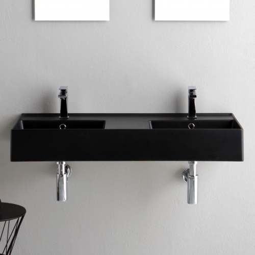 Vasque à poser ou à suspendre TEOREMA 2.0 100 cm - Double vasque - Noir Mat scarabeo-teorema-514249_1 Vasque à poser ou à suspendre TEOREMA 2.0 100 cm - Double vasque - Noir Mat scarabeo-teorema-514249_1