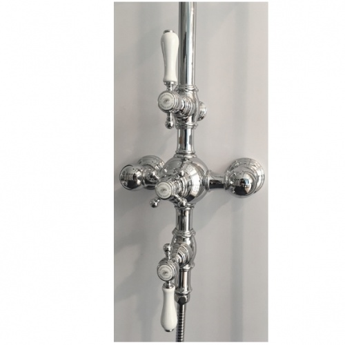 Colonne de douche thermostatique rétro JULIA Chromé détail-01744 Colonne de douche thermostatique rétro JULIA Chromé détail-01744