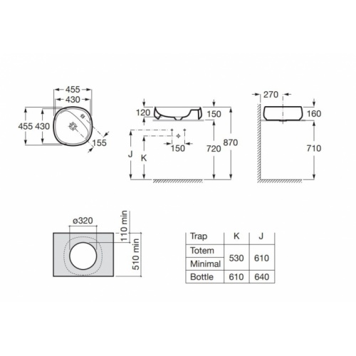 Vasque à poser carrée BEYOND en FineCeramic Blanc brillant A3270B9 Schéma Vasque à poser carrée BEYOND en FineCeramic Blanc brillant A3270B9 Schéma