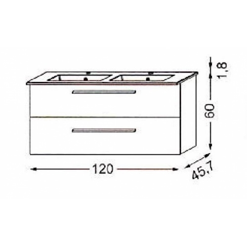 Meuble double vasque PRIMARO Chêne Gris 120 cm** PRIMARO 120 Schéma Meuble double vasque PRIMARO Chêne Gris 120 cm** PRIMARO 120 Schéma