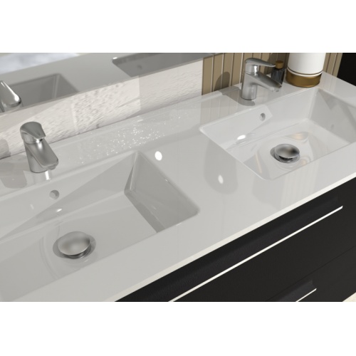 Meuble double vasque + Colonne PRIMARO Noir Mat** PRIMARO-1200-noir-plan vasque Meuble double vasque + Colonne PRIMARO Noir Mat** PRIMARO-1200-noir-plan vasque