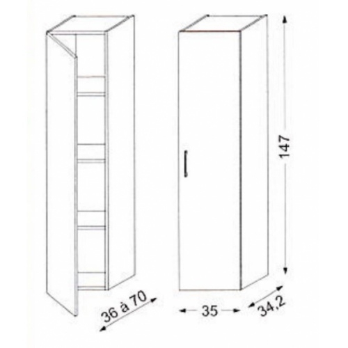 Colonne de salle de bains PRIMARO Chêne Gris H147 cm Colonne PRIMARO Colonne de salle de bains PRIMARO Chêne Gris H147 cm Colonne PRIMARO