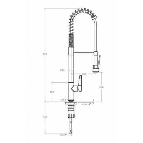 Mitigeur de cuisine Professionnel KITCHEN 386701MC_Schéma Mitigeur de cuisine Professionnel KITCHEN 386701MC_Schéma