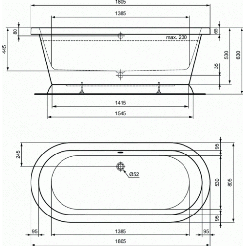 Baignoire îlot CALLA Blanc brillant calla T500401 (1) Baignoire îlot CALLA Blanc brillant calla T500401 (1)