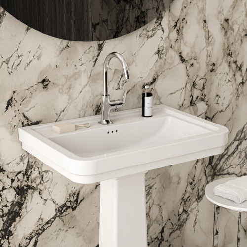 Lavabo mural rétro CALLA 71.5 cm - 1 trou de robinetterie E221901 (3) Lavabo mural rétro CALLA 71.5 cm - 1 trou de robinetterie E221901 (3)