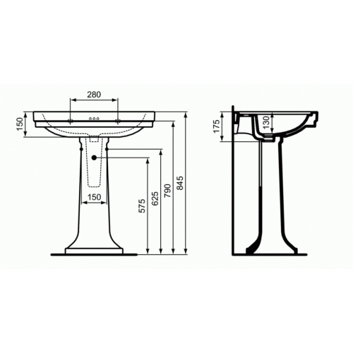 Colonne en céramique pour vasque néo-classique CALLA E222401