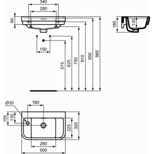 Lave-mains néo-classique CALLA - Version gauche E2233