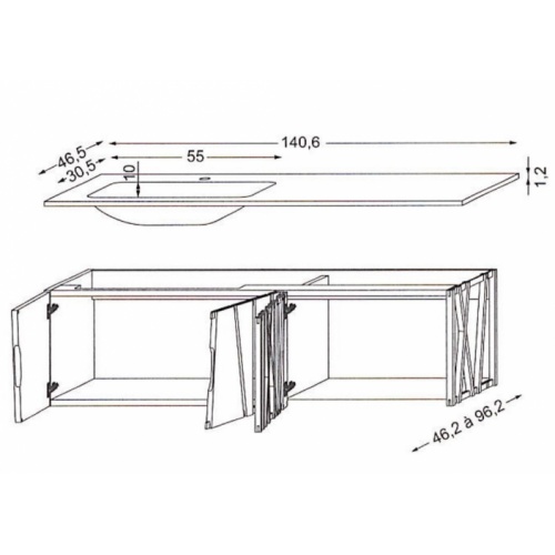 Ensemble de salle de bains COLOMBINE Chêne massif et Verre Colombine Schéma Zoom Ensemble de salle de bains COLOMBINE Chêne massif et Verre Colombine Schéma Zoom