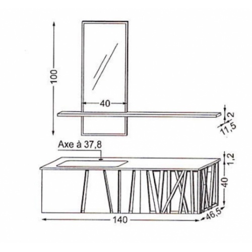 Ensemble de salle de bains COLOMBINE Chêne massif et Verre Colombine Schéma Ensemble de salle de bains COLOMBINE Chêne massif et Verre Colombine Schéma