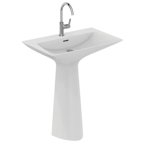 Lavabo monobloc TIPO-Z Blanc brillant - 1 trou de robinetterie Lavabo monobloc TIPO-Z Blanc brillant - 1 trou de robinetterie