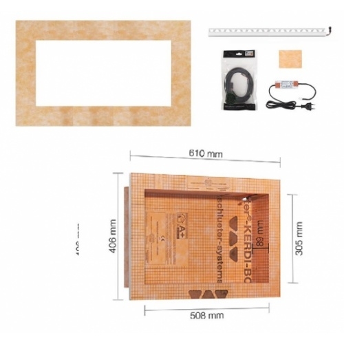 Niche encastrée rétro-éclairée Schlüter-KERDI-BOARD-NLT 508x305 mm KB12NLTP4AE1_1 Niche encastrée rétro-éclairée Schlüter-KERDI-BOARD-NLT 508x305 mm KB12NLTP4AE1_1