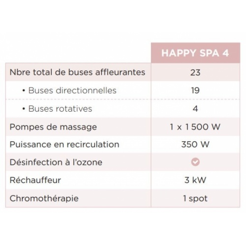 HAAPY SPA 4 - 5 places - Tablier aspect Bois clair lumineux Happy Spa 4 Fonctions HAAPY SPA 4 - 5 places - Tablier aspect Bois clair lumineux Happy Spa 4 Fonctions