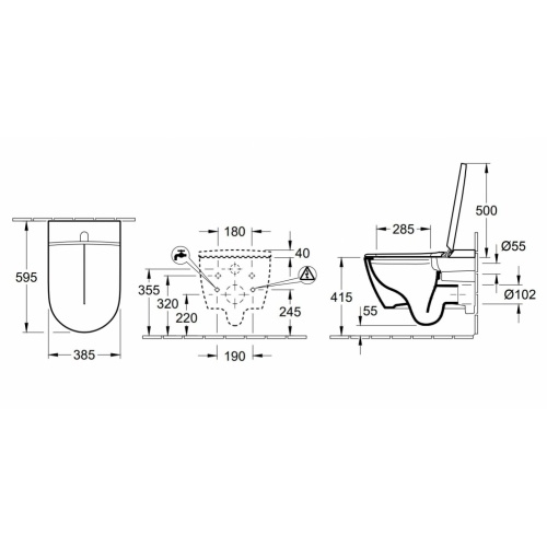 WC lavant ViClean-I100 sans bride - Villeroy et Boch Viclean-I 100 Schéma WC lavant ViClean-I100 sans bride - Villeroy et Boch Viclean-I 100 Schéma