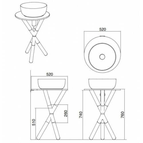 Console CROSS pieds Bois Clair et plan céramique Cross Schéma Console CROSS pieds Bois Clair et plan céramique Cross Schéma