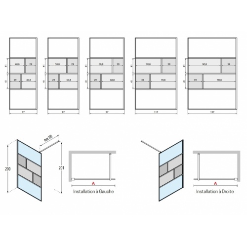 Paroi walk-in HC ART Bronze brossé - Verre Flute - 120cm Paroi Insert Paroi walk-in HC ART Bronze brossé - Verre Flute - 120cm Paroi Insert