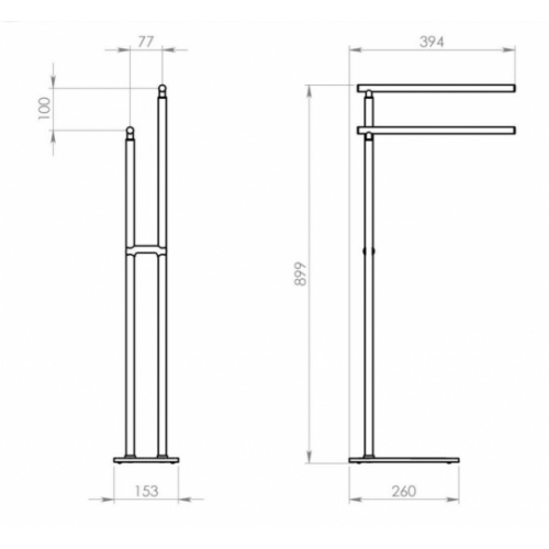Porte-serviettes sur pied FLORIDA Noir Mat 7331-Schéma Porte-serviettes sur pied FLORIDA Noir Mat 7331-Schéma