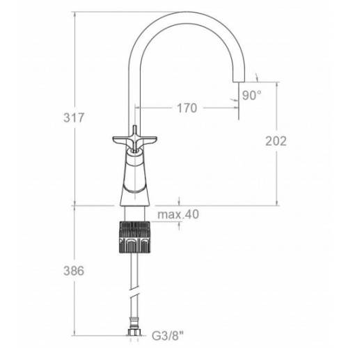 Mélangeur de lavabo ADAGIO Noir Mat - 910101NM 910101 Schéma Mélangeur de lavabo ADAGIO Noir Mat - 910101NM 910101 Schéma