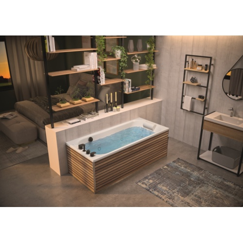 Baignoire balnéo ZUMBA 180x80cm - Tête à Droite - Sensation Air Pool Zumba_rob noire_tablier claustra Baignoire balnéo ZUMBA 180x80cm - Tête à Droite - Sensation Air Pool Zumba_rob noire_tablier claustra