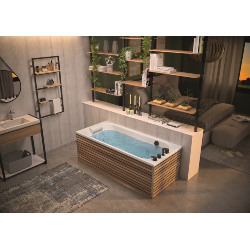 Baignoire balnéo ZUMBA 180x80cm - Tête à Gauche - Sensation Air Pool Zumba_rob noire_tablier claustra Gauche Baignoire balnéo ZUMBA 180x80cm - Tête à Gauche - Sensation Air Pool Zumba_rob noire_tablier claustra Gauche