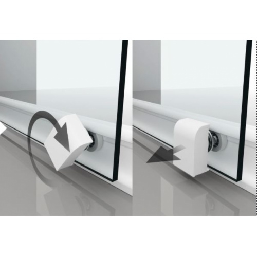 Porte coulissante ZEPHYROS 2.0 2P - Verre transparent - Profilés Noir - 170cm Declipsage rapide