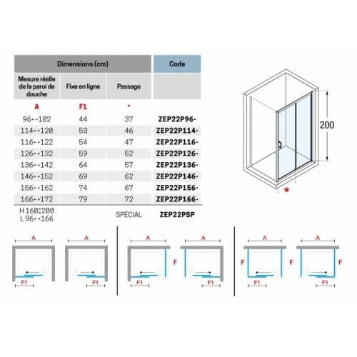 Porte coulissante ZEPHYROS 2.0 2P - Verre transparent - Profilés Noir - 160cm ZEPHYROS 2 0 2P Schéma Porte coulissante ZEPHYROS 2.0 2P - Verre transparent - Profilés Noir - 160cm ZEPHYROS 2 0 2P Schéma
