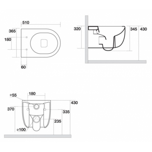 Cuvette suspendue CIOTOLA sans bride Gris lagon WCI319 Cuvette suspendue CIOTOLA sans bride Gris lagon WCI319