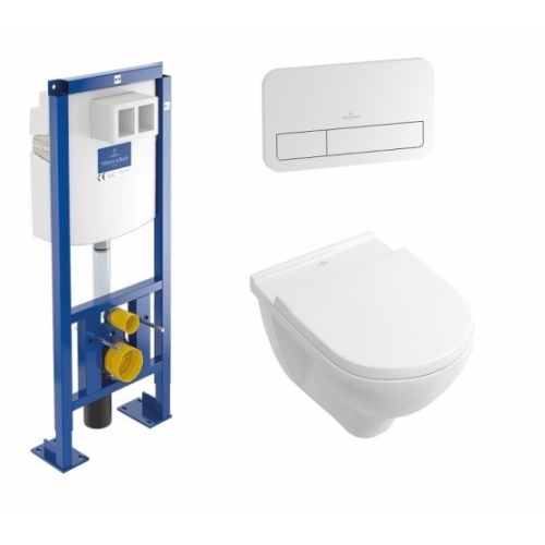 Pack Bâti autoportant ViConnect + Cuvette sans bride O.NOVO avec plaque E200 Blanc