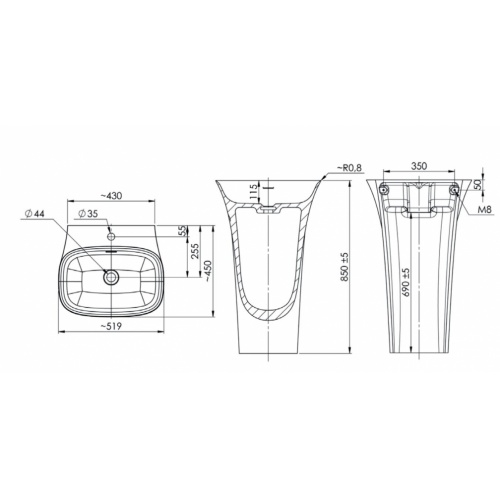 Vasque sur pied design BORA SO BORA SCHEMA Vasque sur pied design BORA SO BORA SCHEMA