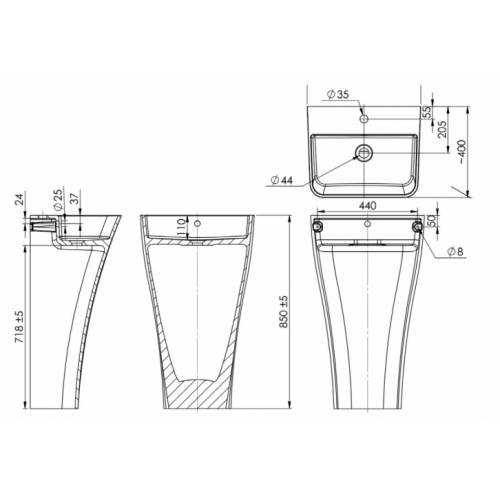Vasque sur pied design JAVA SO JAVA schema Vasque sur pied design JAVA SO JAVA schema