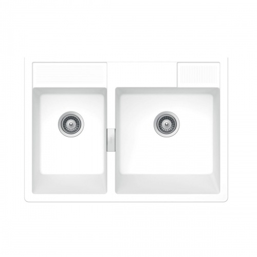 Evier timbre d'office KALLIO Day 2 bacs - Blanc KALLIO EVKA21G_Day Evier timbre d'office KALLIO Day 2 bacs - Blanc KALLIO EVKA21G_Day