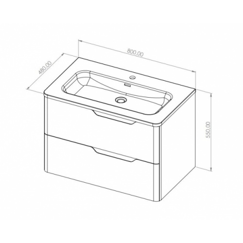Meuble vasque LUNA Blanc brillant 80cm avec miroir Lite LUNA 80 Schéma Meuble vasque LUNA Blanc brillant 80cm avec miroir Lite LUNA 80 Schéma
