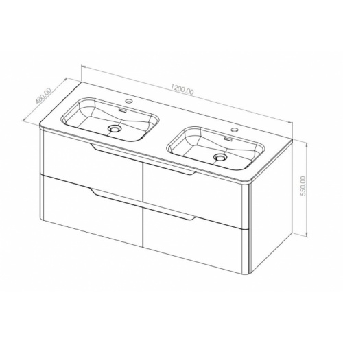Meuble double vasque LUNA Tissé Gris 120cm avec Miroir Reflet LUNA 120 Schéma Meuble double vasque LUNA Tissé Gris 120cm avec Miroir Reflet LUNA 120 Schéma