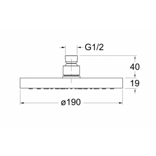 Pomme de douche laiton ronde Ø19 Métal brossé PD014 Schéma Pomme de douche laiton ronde Ø19 Métal brossé PD014 Schéma
