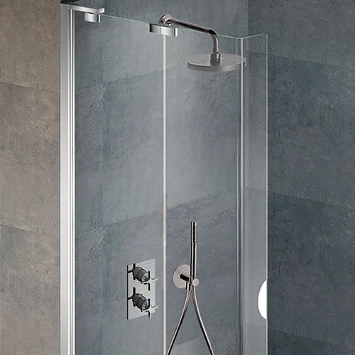 Façade thermostatique Bain/Douche encastrée CROSS ROAD Métal brossé - 2 sorties XR75277_AMB Façade thermostatique Bain/Douche encastrée CROSS ROAD Métal brossé - 2 sorties XR75277_AMB