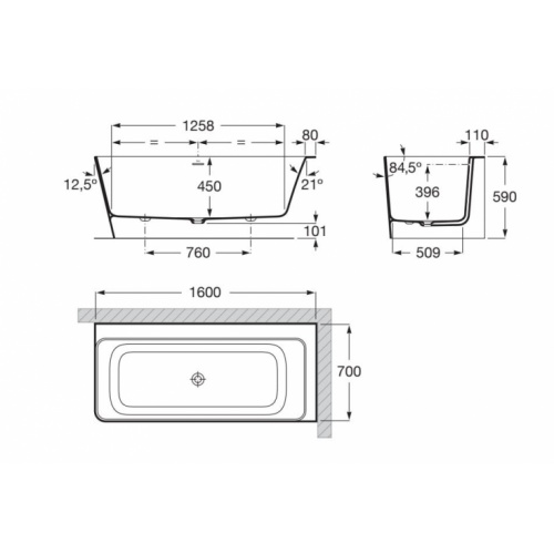 Baignoire d'angle ONA - Angle droit A248638000 Schéma Baignoire d'angle ONA - Angle droit A248638000 Schéma