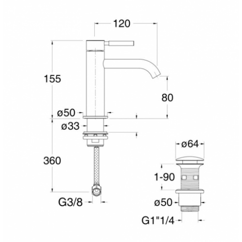 Mitigeur lavabo Inox PIX ONDYNA PX22028 PX220 Schéma Mitigeur lavabo Inox PIX ONDYNA PX22028 PX220 Schéma