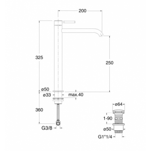 Mitigeur lavabo haut Inox PIX ONDYNA PX22228 PX222 Schéma Mitigeur lavabo haut Inox PIX ONDYNA PX22228 PX222 Schéma