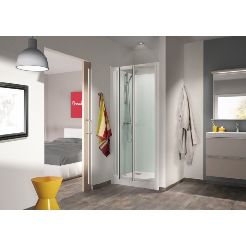 Cabine KINEPRIME GLASS en niche 2 portes battantes - Faible Hauteur - Thermostatique - 90x90cm Kineprime Glass C - niche - meca - 2P Cabine KINEPRIME GLASS en niche 2 portes battantes - Faible Hauteur - Thermostatique - 90x90cm Kineprime Glass C - niche - meca - 2P