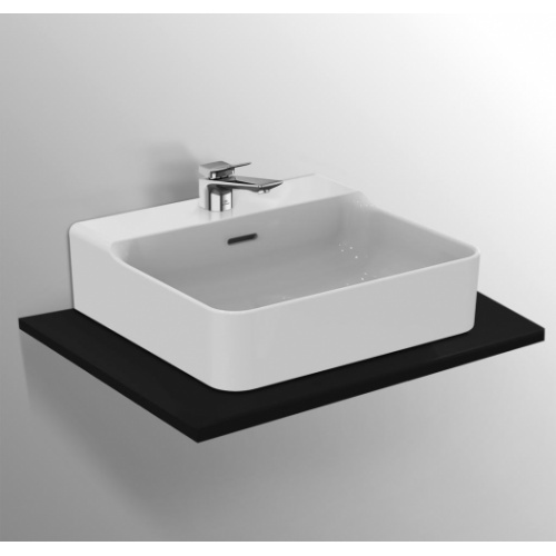 Lavabo en grès fin CONCA rectifié 50x45cm Blanc brillant Conca-T3812 (9) Lavabo en grès fin CONCA rectifié 50x45cm Blanc brillant Conca-T3812 (9)